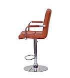 Барный стул Августо AUGUSTO - ARM коричневая экокожа + хром, с подлокотниками, фото 4