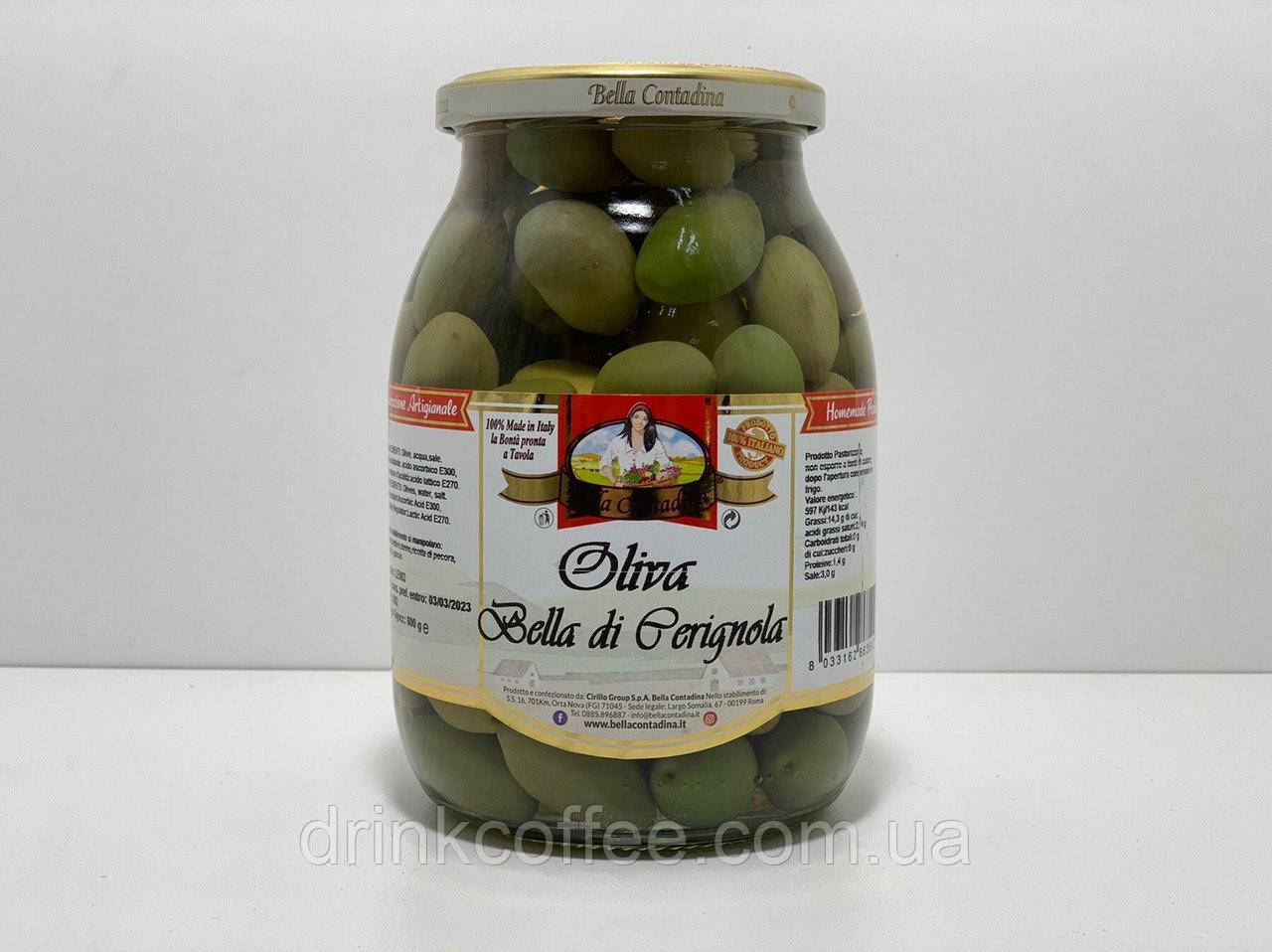 Оливки Oliva Bella di Cerignola Bella Contadina з кісточкою Італія 1062 мл