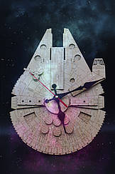 Оригінальний дерев'яний настінний годинник тисячолітній сокіл "Star Wars"