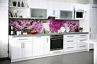 Кухонный фартук Петуньи (виниловая пленка наклейка скинали ПВХ) фиолетовые цветы вьющиеся 600*2500 мм