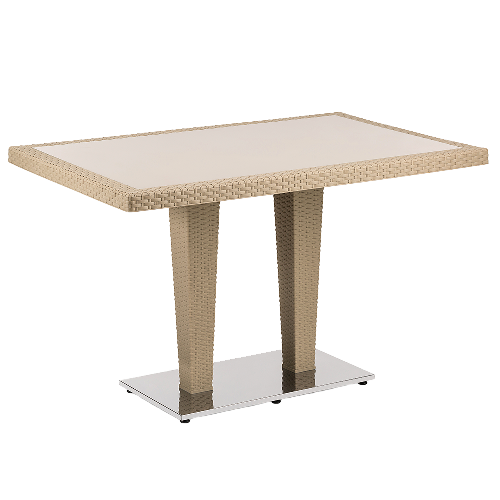 Стіл Tilia Antares 80x120 см стільниця зі скла, база нержавіюча сталь кавовий
