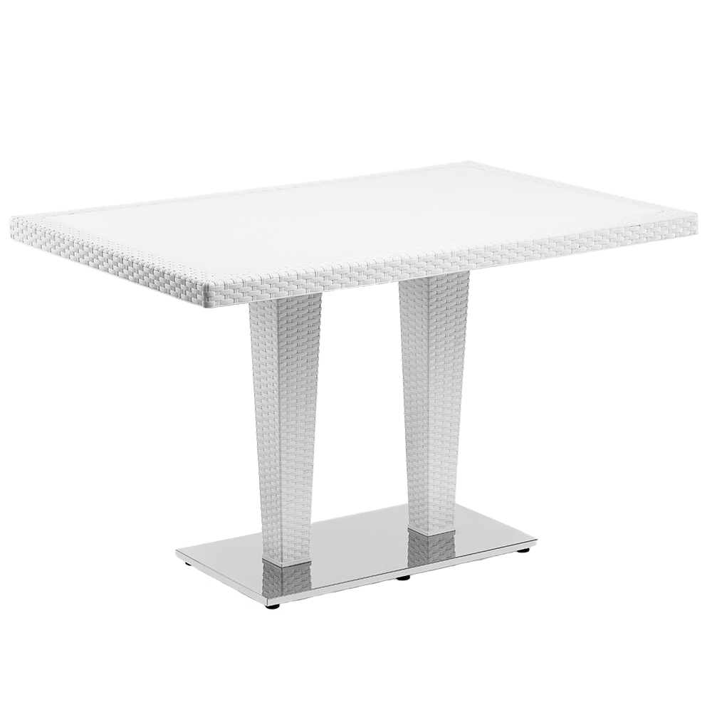 Стіл Tilia Antares 80x120 см стільниця зі скла, база нержавіюча сталь біла слонова кістка