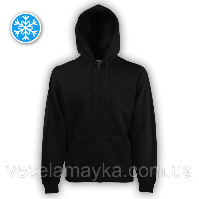 Чорна кенгурушка з капюшоном на замку (Худі), фото 1