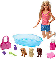 Кукла Барби купание щенков (Barbie Doll & Puppy Playset, Blonde)