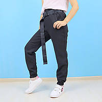 872-M2 Легкие брюки джоггеры черные в полоску тм Bosskids размер 146 см