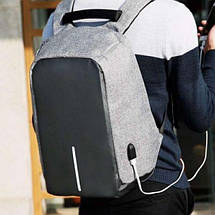 Рюкзак міський Antivor 2.0 протикрадій сумка з захистом від кишенькових злодіїв з USB Grey, фото 3