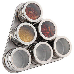 Набір банок для спецій на магнітній підставці 6 шт для приправ на кухню або для кав'ярні