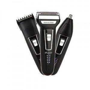 Тример акумуляторний машинка для стрижки волосся, гоління бороди носа вух 3 в 1 Gemei PRO Original GM-598