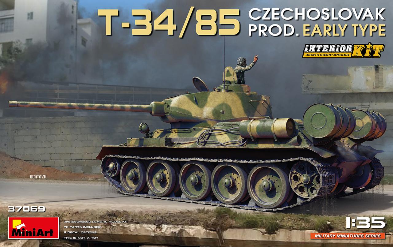 Т-34/85 чеського виробництва, ранній. Збірна модель (з інтер'єром) танка в масштабі 1/35. MINIART37069