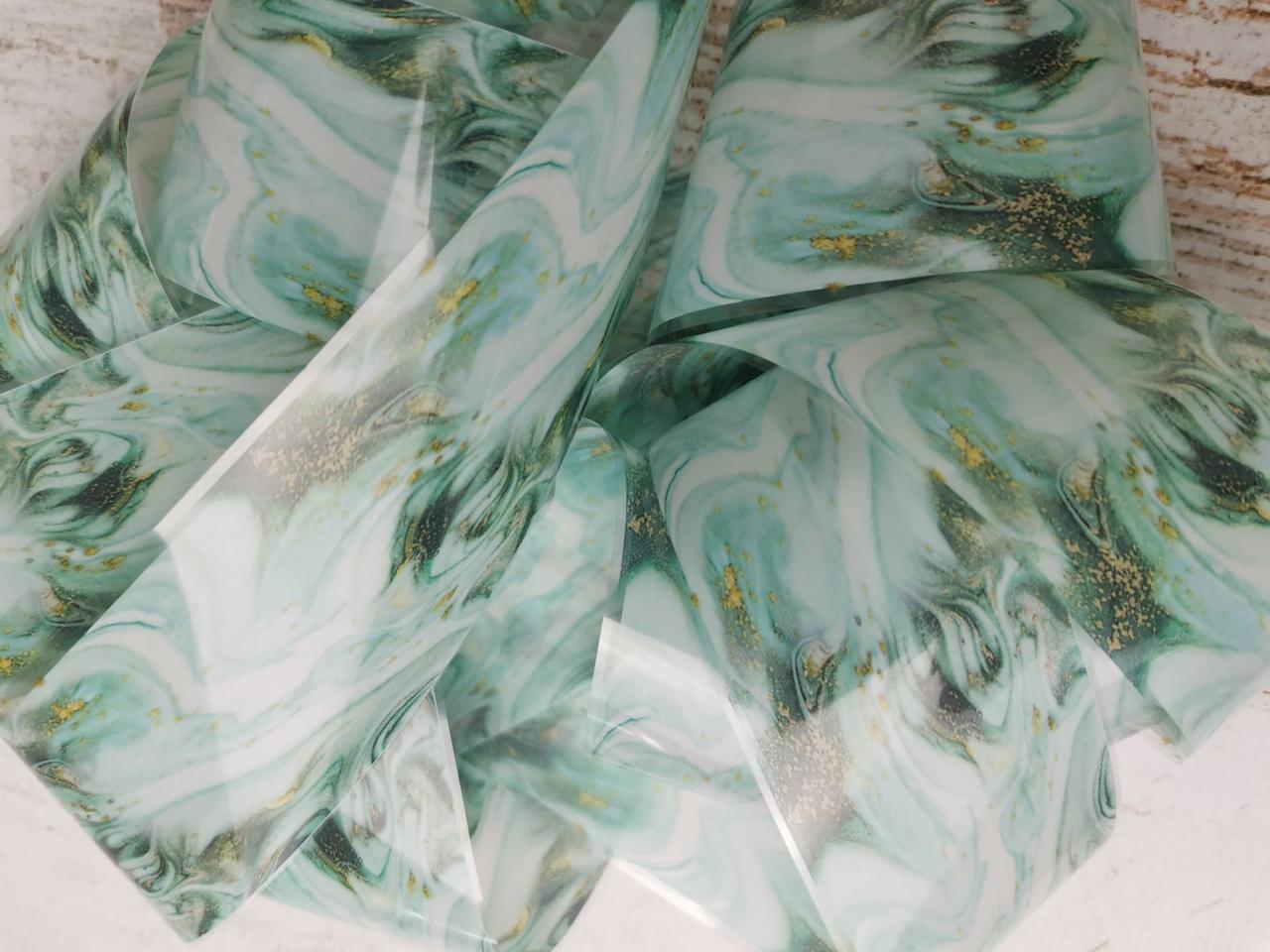 Фольга для нігтів перекладна аквамарін мармур (фольга для лиття ) 1 метр ANDI PROF, фото 1