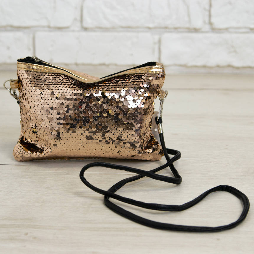 Оптом дитяча сумочка з паєтками, довга ручка, фото 1