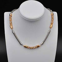 Ланцюжок металевий зі стразами колір золото та платина довжина 50 см