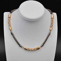 Ланцюжок металевий зі стразами колір золото та сіра довжина 50 см