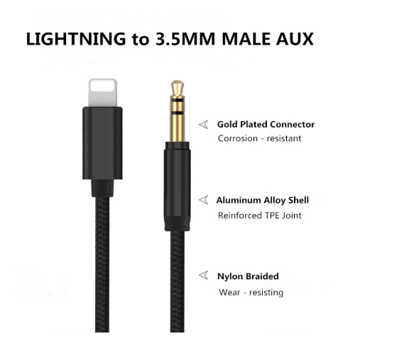 AUX Lightning 3,5 мм для iPhone/ автомобильный аудиокабель - черный - фото 6 - id-p1231801735