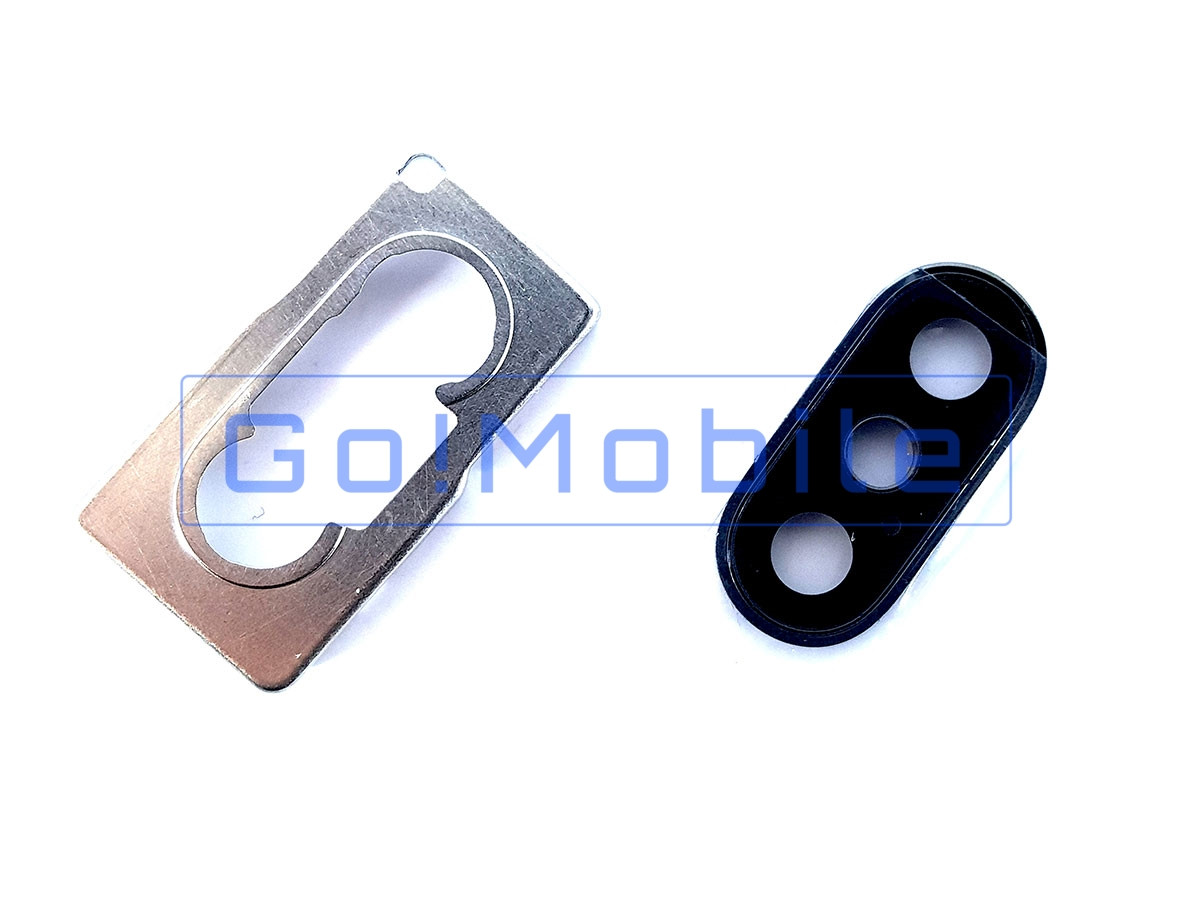 Скло камери iPhone XS, XS Max, чорне в чорній (сірої) рамці, фото 1