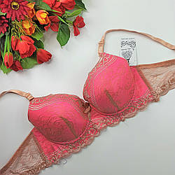 Бюстгальтер Anna Swey класичний ажурний 75В какао з рожевим (8611)