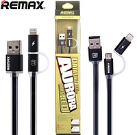 USB-кабель Remax Aurora RC-020t 2in1 Lightning-microUSB Чорний