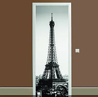 65х200 см, 3д наклейки на двері, клеюча пілвка для кухні, декор на двері, самоклейка кольорова, наклейки в інтер'єр Ейфелева вежа
