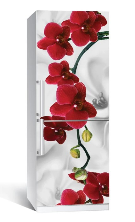 Вінілова наклейка на холодильник Орхідея червона, 60x180 см, наклейки на холодильник, фото 1
