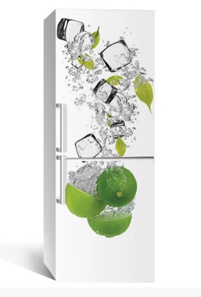 Вінілова наклейка на холодильник Лайм і лід, 60x180 см, наклейки на холодильник, фото 1
