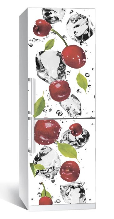 Вінілова наклейка на холодильник Черешня. 60x180 см, декор на шпалери наклейки, фото 1