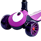 Складаний триколісний дитячий самокат з широкими світлими колесами Maraton Golf (фіолетовий), фото 2