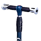 Триколісний складаний дитячий самокат з широкими світлими колесами Maraton Golf (синій з сірим), фото 3