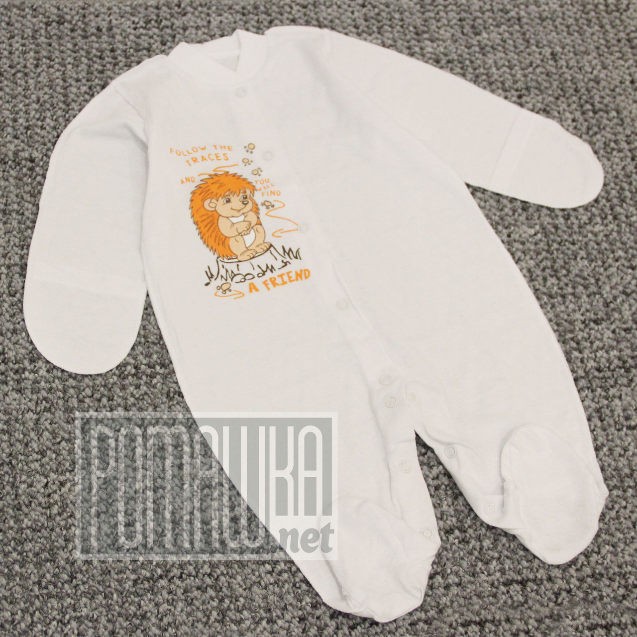 Літній з дірочками тонкий р 68 (62) 4-5 міс бавовняний чоловічок для малюків з царапками АЖУР 3012 Білий