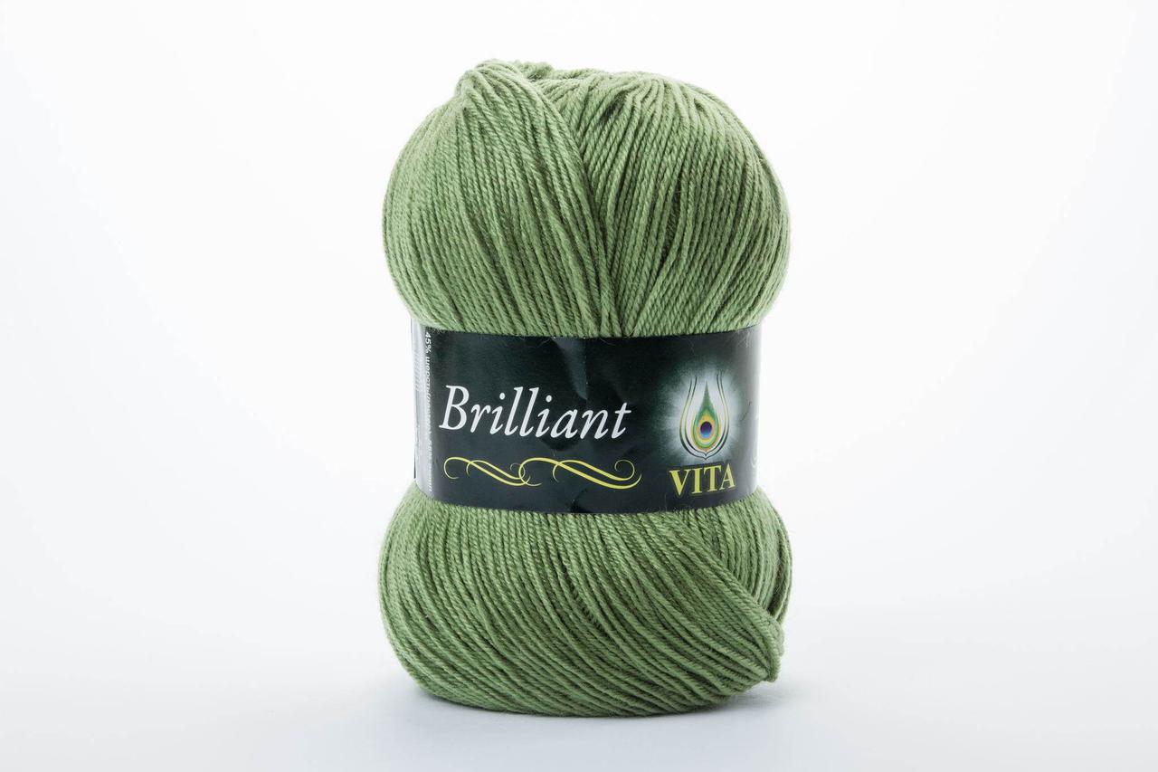 Пряжа напіввовняна VITA Brilliant, Color No.4959 зелений захисний
