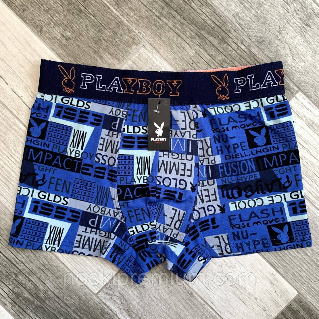 Труси чоловічі боксери бавовна Playboy 01, сині, розмір XL (48-50), 05885, фото 1