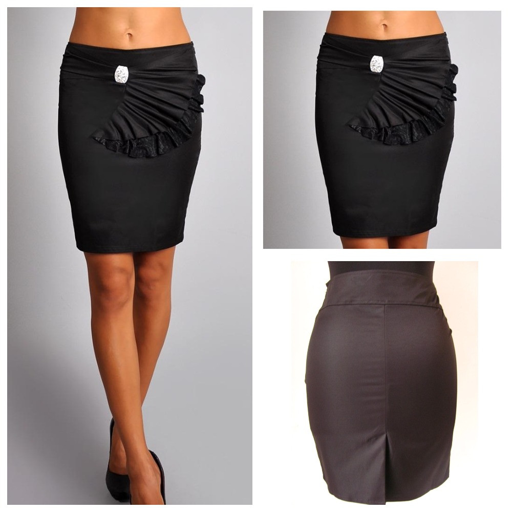 Спідниця міні завужена коротка чорного кольору р.44