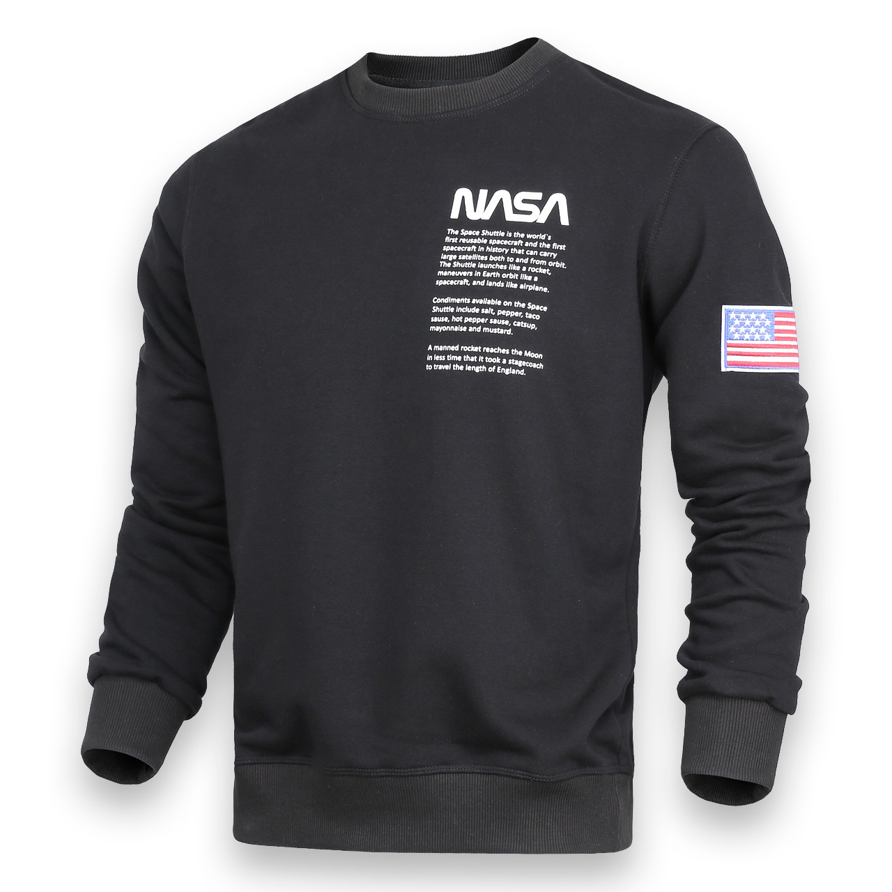 Світшот чоловічий чорний NASA №4 патч BLK M(Р) 20-524-001