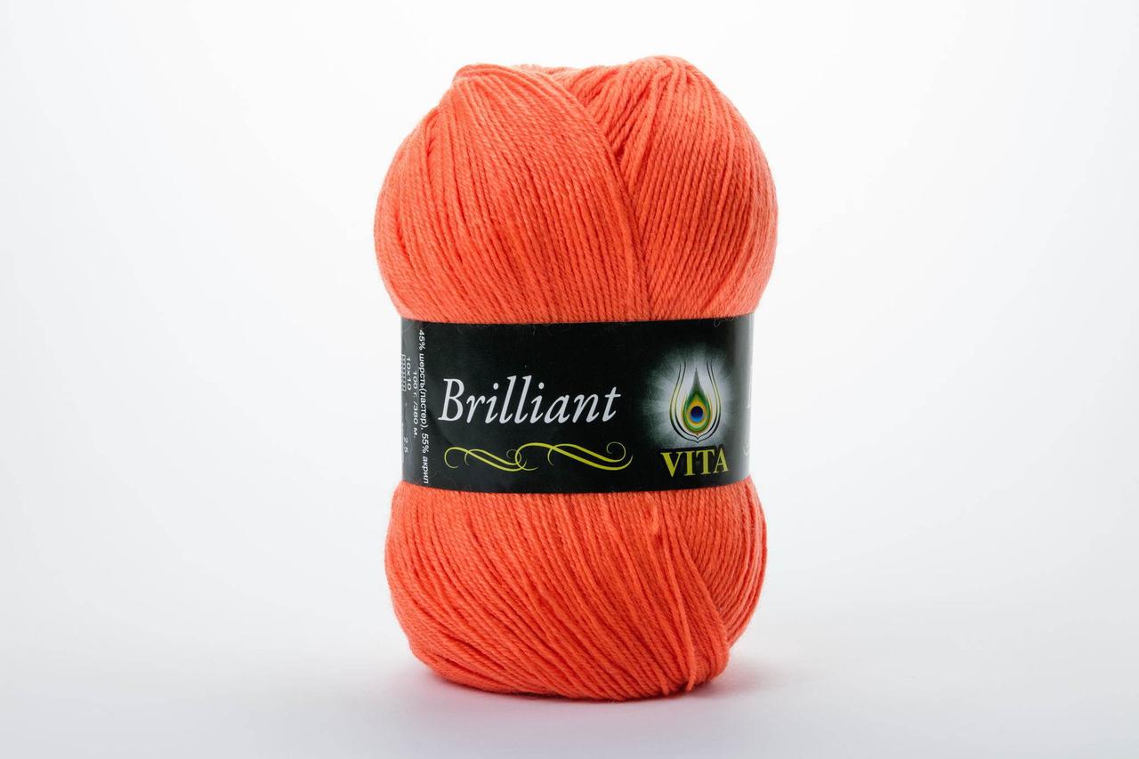 Пряжа напіввовняна VITA Brilliant, Color No.5104 кислотно-жовтогарячий