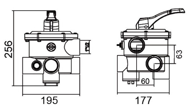 габаритні розміри шестипозиційний крана Emaux MPV03