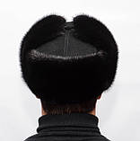 Норкова чоловіча шапка Вушанка з козирком Замша, фото 4