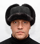 Норкова чоловіча шапка Вушанка з козирком Замша, фото 2