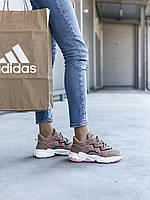 Модные бежевые кроссы Адидас Озвиго. Женские кроссовки бежевые Adidas Ozweego