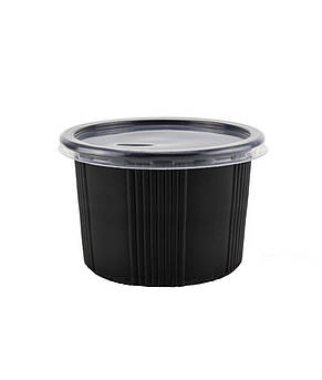 Одноразове герметичне паковання для перших страв ПС-115 500 мл чорна 500 шт./пач.