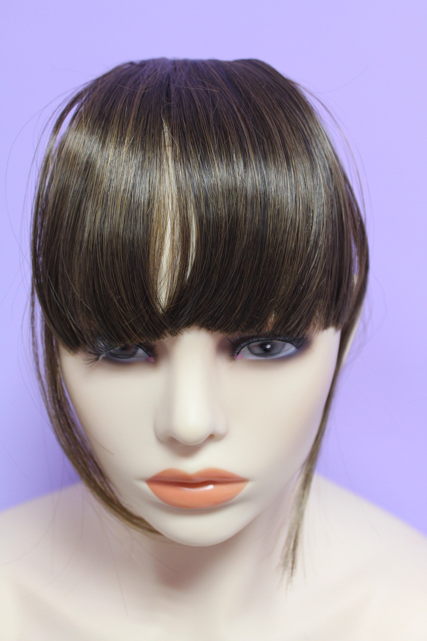 Челка на заколках искусственные волосы термоволокно светло коричневый прямая, фото 1