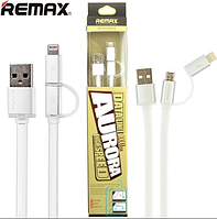 USB-кабель Remax Aurora RC-020t 2in1 Lightning-microUSB Білий