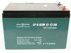 Акумулятор тяговий 12 V 12 Ah LogicPower LP 6-DZM-12 2022 рік, (клемми під гвинтик), 10x10x15 см