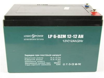 Акумулятор тяговий 12 V 12 Ah LogicPower LP 6-DZM-12 2022 рік, (клемми під гвинтик), 10x10x15 см