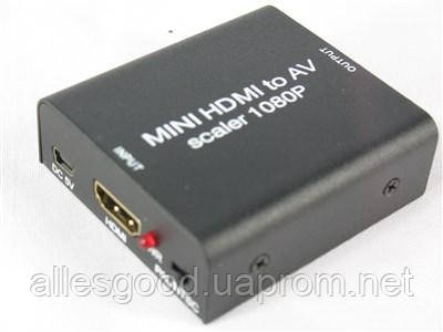 Конвертер HDMI (мама) на 3RCA (AV-вихід — тюльпани) з доп живленням