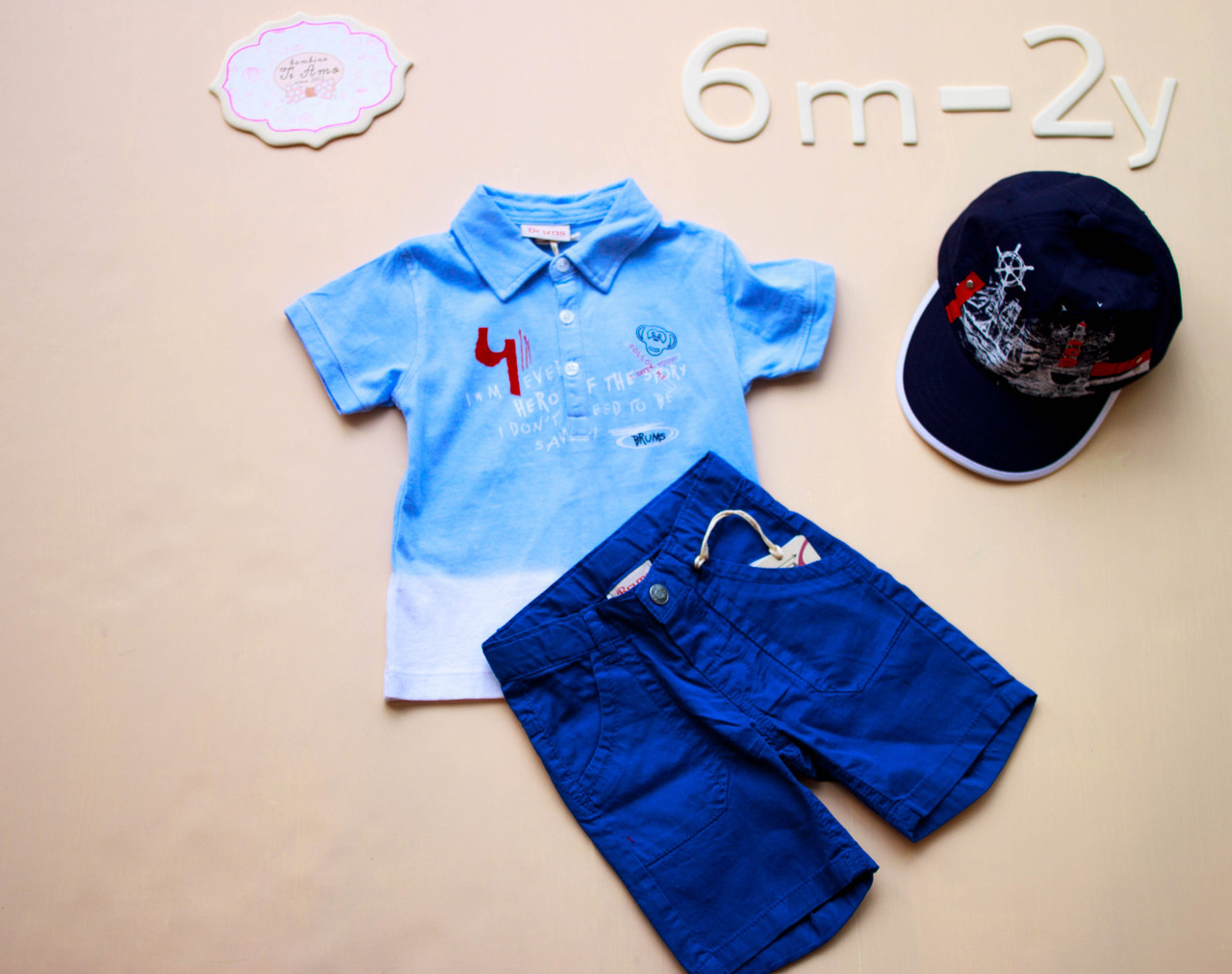 Яскраві дитячі шорти для хлопчика з накладними кишенями BRUMS Італія 141BDBL001 Синій