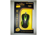 Мышь DeTech DE-5066G Rubber Shiny Black/Green, USB