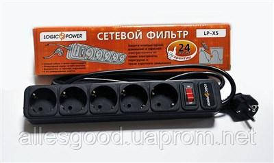 Мережевий фільтр LogicPower LP-X5 black (4,5 m)