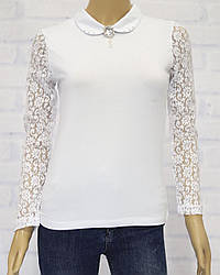 Блузка шкільна з довгим рукавом для дівчинки, з мереживом, ADK