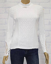 Блузка шкільна з довгим рукавом для дівчинки, з мереживом, ADK