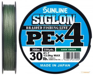 Шнур Sunline Siglon PE х4 300m (темн-зел.) #2.5/0.270 mm 40lb/18.5 kg, фото 1