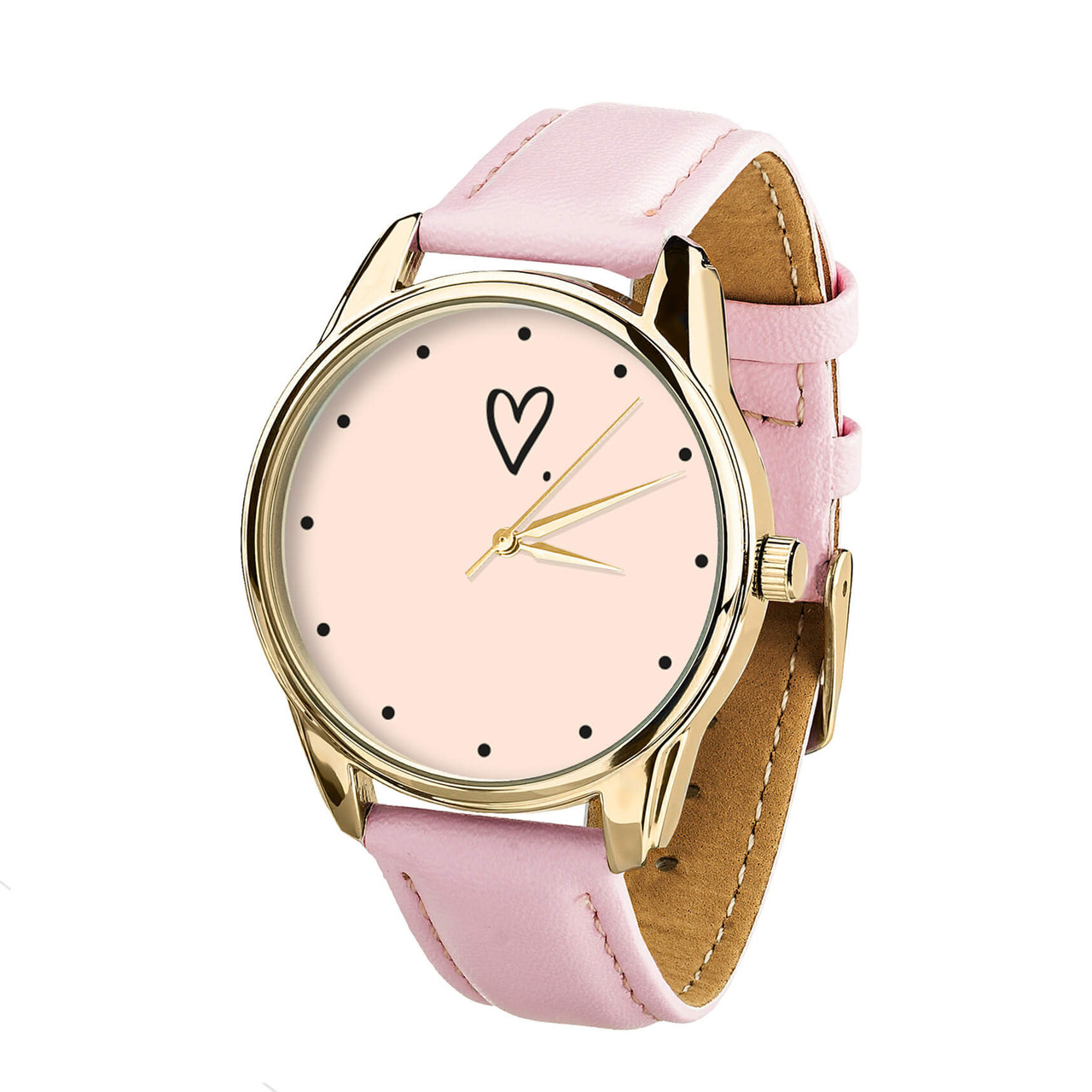 Годинник ZIZ Сердечко (ремінець пудрово - рожевий, золото) + додатковий ремінець подарунок
